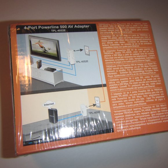 TRENDnet TPL-4052E 500 MB/s Powerline Network AV 4x Port Ethernet Adapter SEALED - Picture 3 of 5